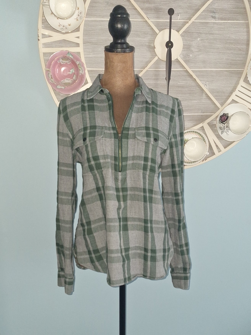 Madewell Green & Gray Plaid